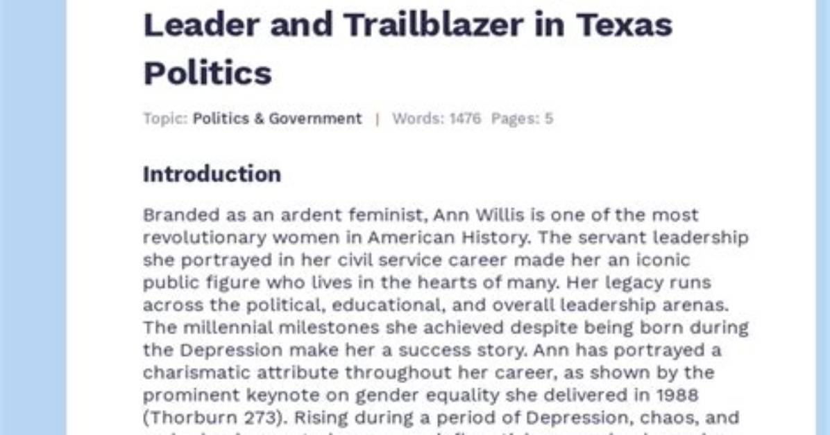 A Trailblazer in Texas Politics