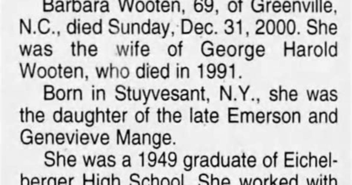 Barbara Wooten Haslem: Obituary and Remembrance