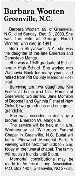 Barbara Wooten Haslem: Obituary and Remembrance