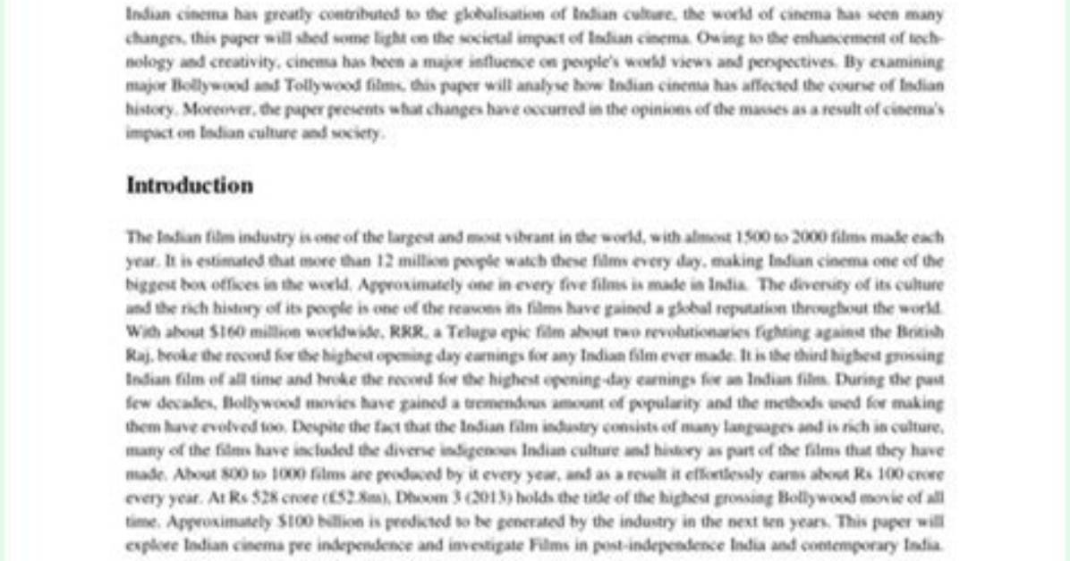 Bolly 4: the Evolution of Indian Cinema and Its Cultural Impact