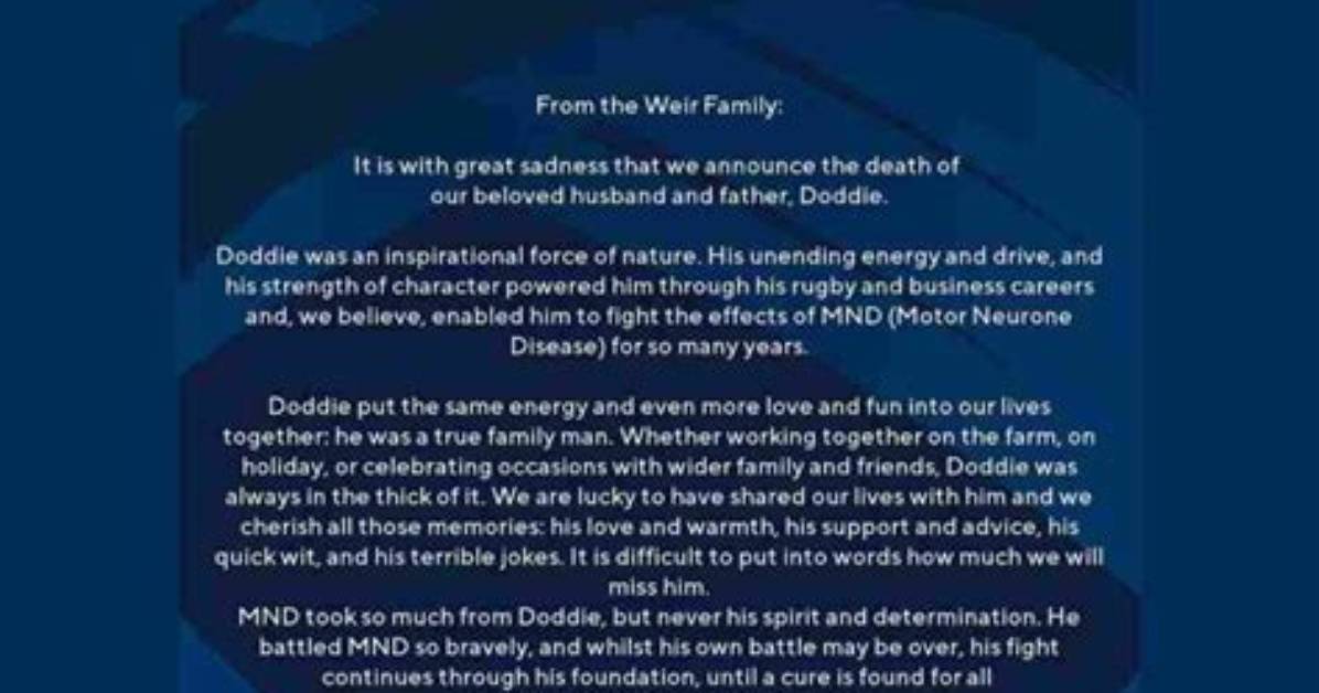Doddie Weir Cause of Death, How Did Doddie Weir Die?