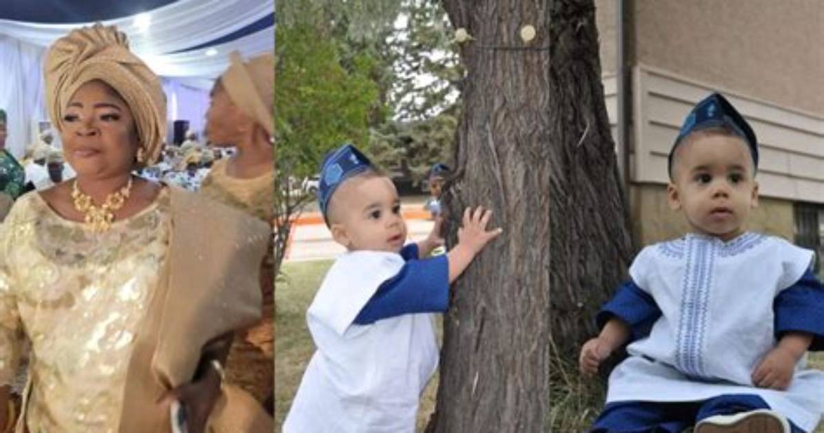 Veteran Singer Salawa Abeni Showers Prayers on Her Foreign Grandson as He Clocks One